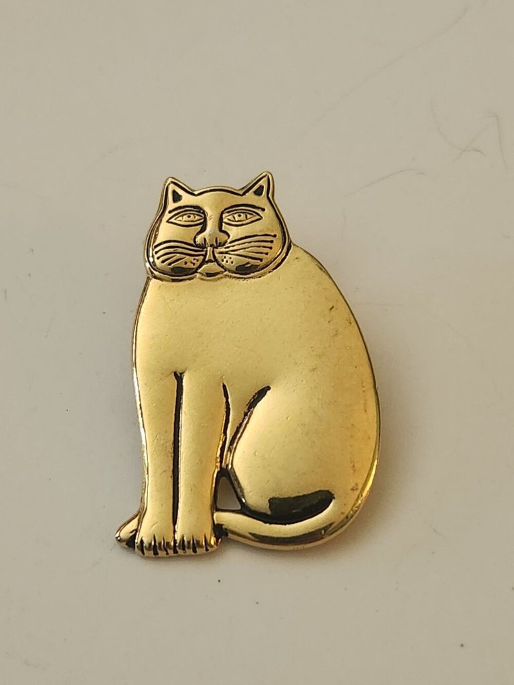 Laurel Burch "MYSTIC CAT" Gold-Tone Designer Brooch